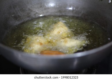 Samosas, A Fried Dish Of India With Potatoes Refined Flour. 