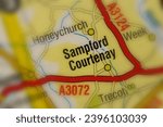 Sampford Courtenay, Devon, England, United Kingdom atlas local map town and district plan name  tilt-shift