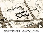 Sampford Courtenay, Devon, England, United Kingdom atlas local map town and district plan name in sepia