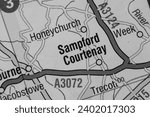 Sampford Courtenay, Devon, England, United Kingdom atlas local map town and district plan name  in black and white