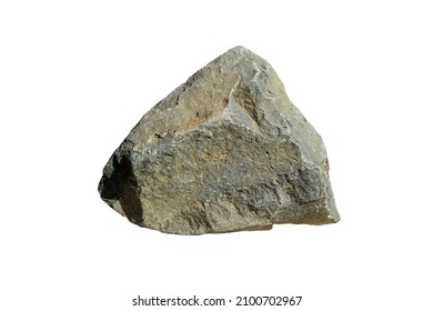 Sample of a big andesite rock isolated on white background. - Shutterstock ID 2100702967