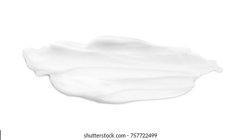 Sample of body cream on white background