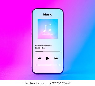 Sample interface of music player app on mobile phone