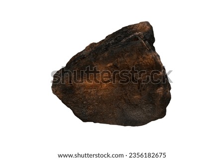 Sample of a large brown Hematite rock stone isolated on white background.