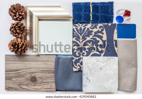 Sample Material Color Boards Interior Design Stock Photo