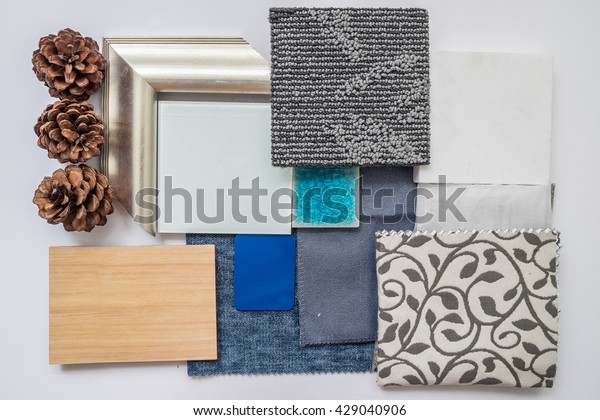 Sample Material Color Boards Interior Design Stock Photo