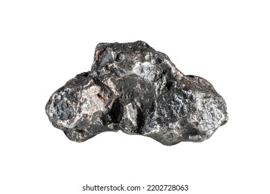 A sample of a natural mineral Iron meteorite melted fragment. Museum Mineral Series. Mineralogical sample on white - Shutterstock ID 2202728063