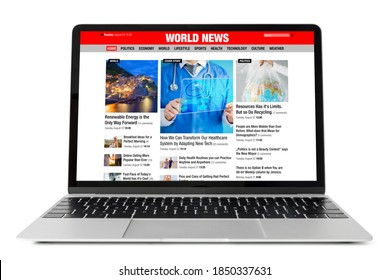 Sample News Website Shown On Laptop Computer
