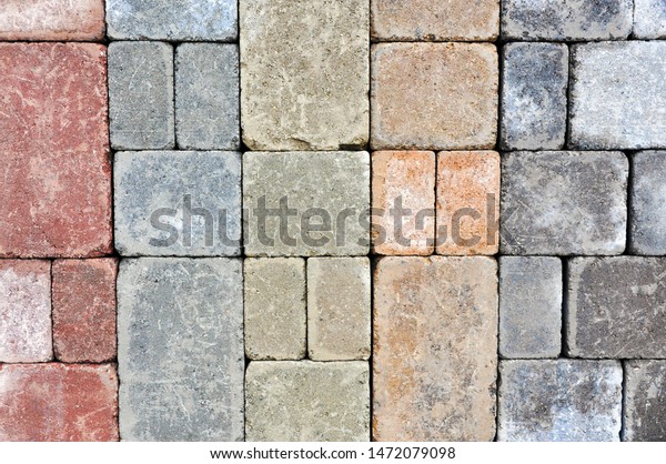 Sample Palette Various Colours Tumbled Pavers Stock Photo Edit