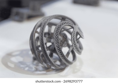 Sample produced by printing a 3D printer from a metal powder. Progressive additive 3d printing technology. Industry