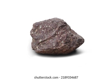 Sample raw specimen of purple rhyolite extrusive igneous rock stone on white background. - Shutterstock ID 2189334687