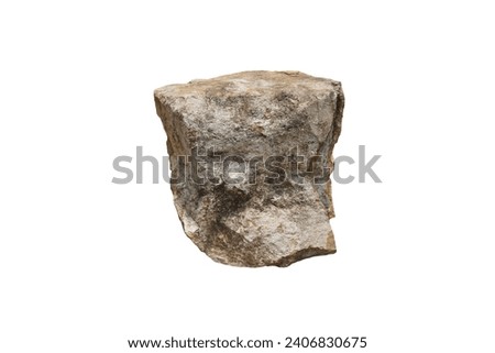 Sample raw of tuff rock isolated on white background. volcanic ash rock.