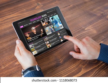 Sample tech news website on tablet
