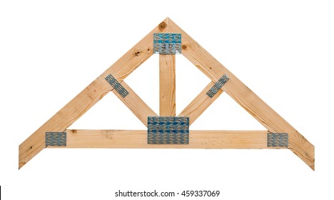 Sample of a timber roof truss showing its manufacture isolated against a white background