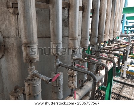 sample valve of a distillation column. each valve represents each tray of the column