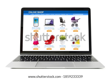 Sample website of online store viewed on laptop computer