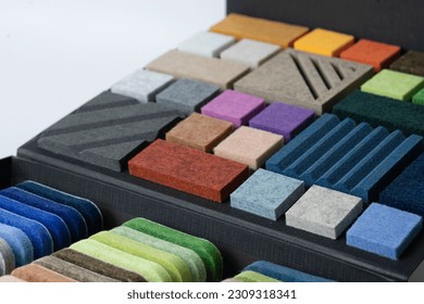 Samples of acoustic polyester material in different colors