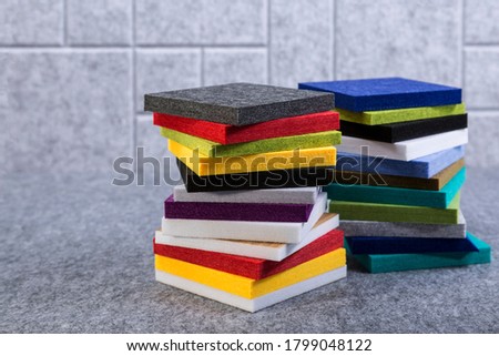 Samples of acoustic polyester material in different colors