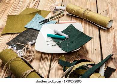 Samples of colored material, fabrics
