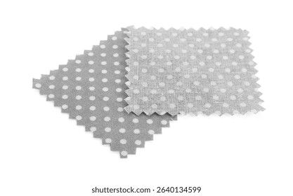 Samples of fabrics with polka dot pattern isolated on white
