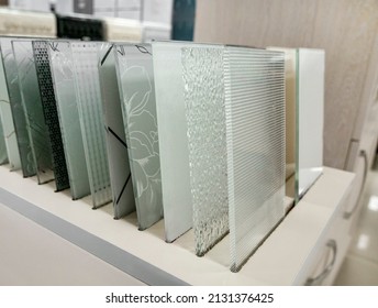 Samples Of Glass For Kitchen Facades. Furniture Fittings, Tempered Glass.