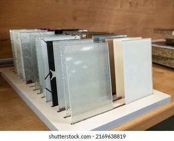 Samples Of Glass For Kitchen Facades. Furniture Fittings, Tempered Glass