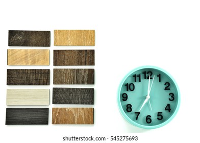 Samples Of Laminate , Vinyl , Stone , Click Lock Laminate Texture Floor Tile On Blur Building Background.psd