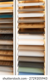 Samples of materials and colors for interior design, furniture and kitchen countertops.