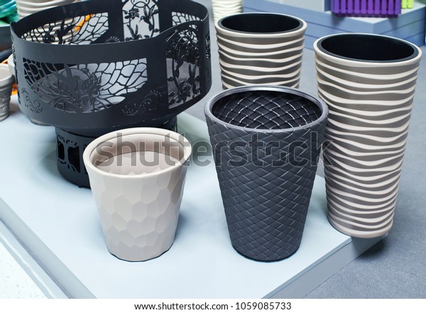 Samples Plastic Pots Vases Plants Stock Photo Edit Now 1059085733