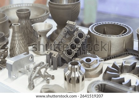Samples produced by printing a 3D printer from a metal powder. Progressive additive 3d printing technology