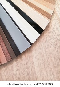 Samples Of Wood For Blinds In A Homeware Store