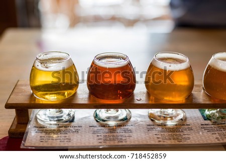 Sampling beers at a local microbrewery