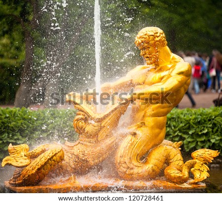Samson - the central fountain palace and park ensemble in Peterhof, Russia.