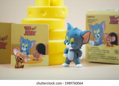 Samut Prakan, Thailand - June 12, 2020 : Toy Of TOM And JERRY Series From Blind Box, Limited Edition Sell Start In Thailand At Miniso Shop.