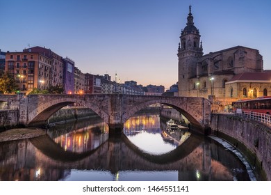 San Anton Church And Bridge In Bilbao Spain