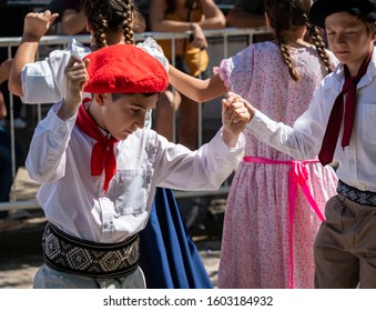 San Antonio de Areco, Buenos Aires Province, Argentina - 11/10/2019: Children dancing traditional Argentine dances on the streets of San Antonio de Areco, Buenos Aires Province, Argentina - Shutterstock ID 1603184932