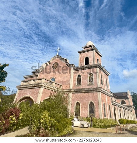 San Antonio de Padua Parish in Nasugbu, Batangas Front Shot with a Blue sky background