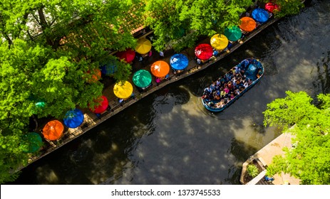 San Antonio Downtown Riverwalk With River Boat