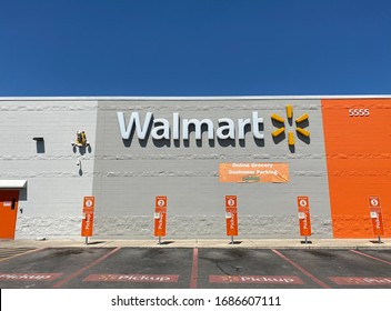 SAN ANTONIO, TEXAS - 03/25/2020 - Walmart Customer Parking Area For Online Grocery Only. Designated Area For Online Order Pickup.