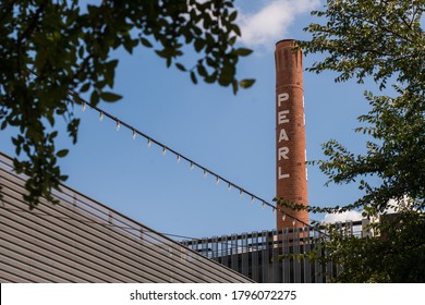 San Antonio, Texas - August 9, 2020: Pearl Brewery Smokestack