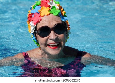 San Antonio, Texas, May 2013, Older Lady In Bathing Cap