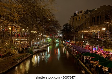 San Antonio Texas River Walk At Night