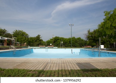 San Antonio Texas, USA - April 5, 2019: Empty Public Swimming Pool Closed For The Off Season