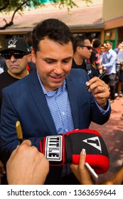 San Antonio, Texas / USA - May 7th, 2014: Oscar De La Hoya Preps The Fight Between Canelo Alvarez And Erislandy Lara During A Press Conference In San Antonio.