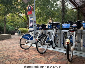 San Antonio, Texas, USA - November 7 2019: SWell Electric Public Bike System Station