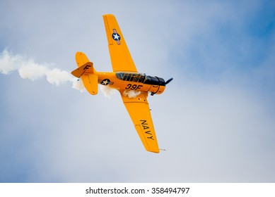 SAN ANTONIO, USA - October 31, 2015: WW2 Plane Flying At An Air Show (Public Event)