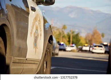 San Bernardino, CA / USA - December 2 2015: Police Respond To A Mass Shooting At The Inland Regional Center. Rizwan Farook And Tashfeen Malik Died In A Shootout With Police.