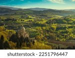 San Biagio church and surrounding landscape. Montepulciano town, Siena province, Tuscany region, Italy, Europe.