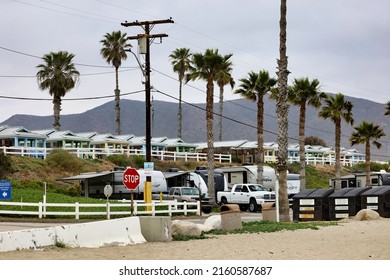 San Clemente, CA USA - May 1, 2022: View of the San Onofre Beach Cottages and RV park.