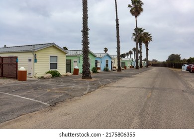 San Clemente, CA USA - May 1, 2022: View of the San Onofre Beach Cottages in Southern California.